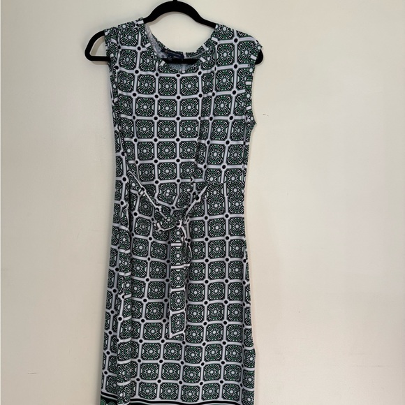 Brooks Brothers Green and White Geometric Midi Dress - Picture 1 of 3